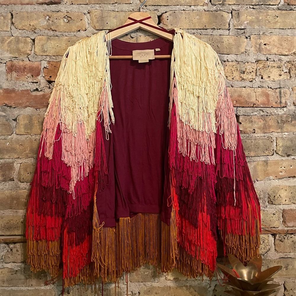 anthropologie fringe rainbow or ombré jacket